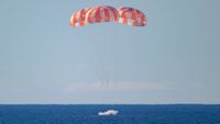 Artemis II's Orion hitting the Pacific Ocean. 