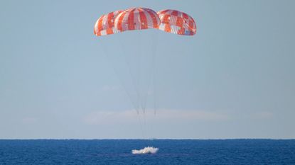 Artemis II's Orion hitting the Pacific Ocean. 