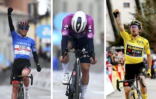 Tadej Pogačar (left) won Tirreno-Adriatico and Primož Roglič (right) won Paris-Nice, while Remco Evenepoel disappointed with 11th overall at Tirreno-Adriatico