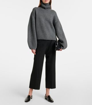 Ribbed-Knit Wool-Blend Turtleneck Sweater