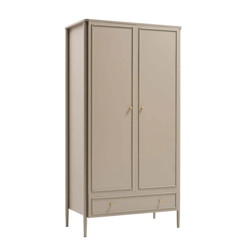 DUSK, Posy Bobbin 2 Door Wardrobe With Drawer in Taupe