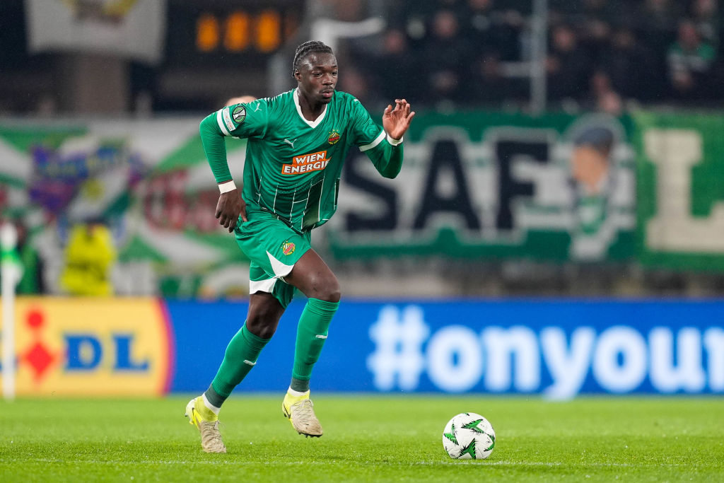 Serge-Philippe Raux-Yao of SK Rapid runs with the ball during the UEFA Conference League 2024/25 Round of 16 Second Leg match between SK Rapid and FK Borac at Weststadion on March 13, 2025 in Vienna, Austria.