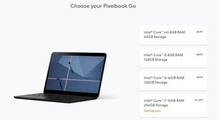 Pixelbook Go pricing