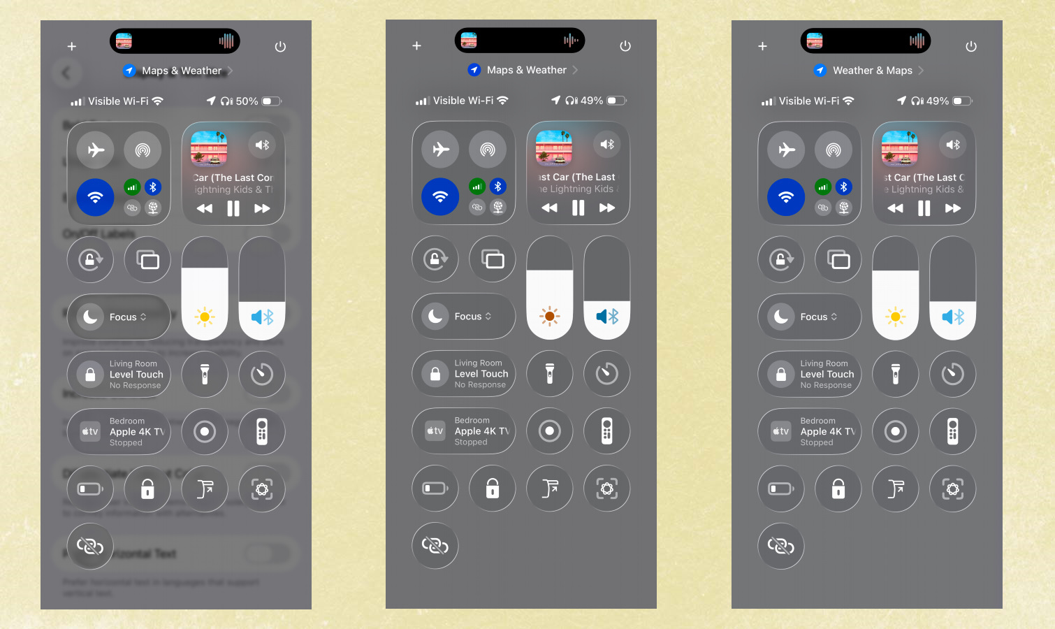 Screenshots of iOS 26 developer beta.