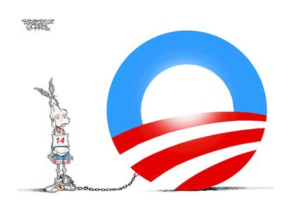 Political cartoon Democrats midterms Obama