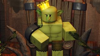 The Goblin King from The Forge, a green goblin wearing a gold crown.