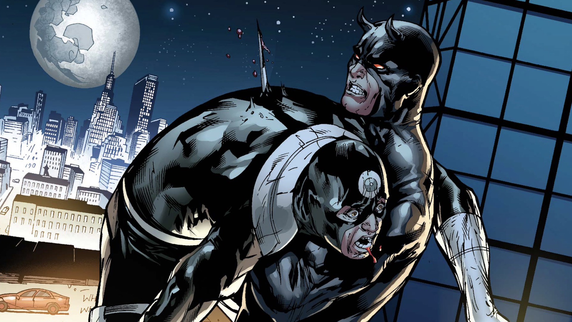 Daredevil stabbing Bullseye with a sai the same way Bullseye stabbed Elektra