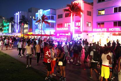 Spring Break revelers in Miami Beach on Saturday night.