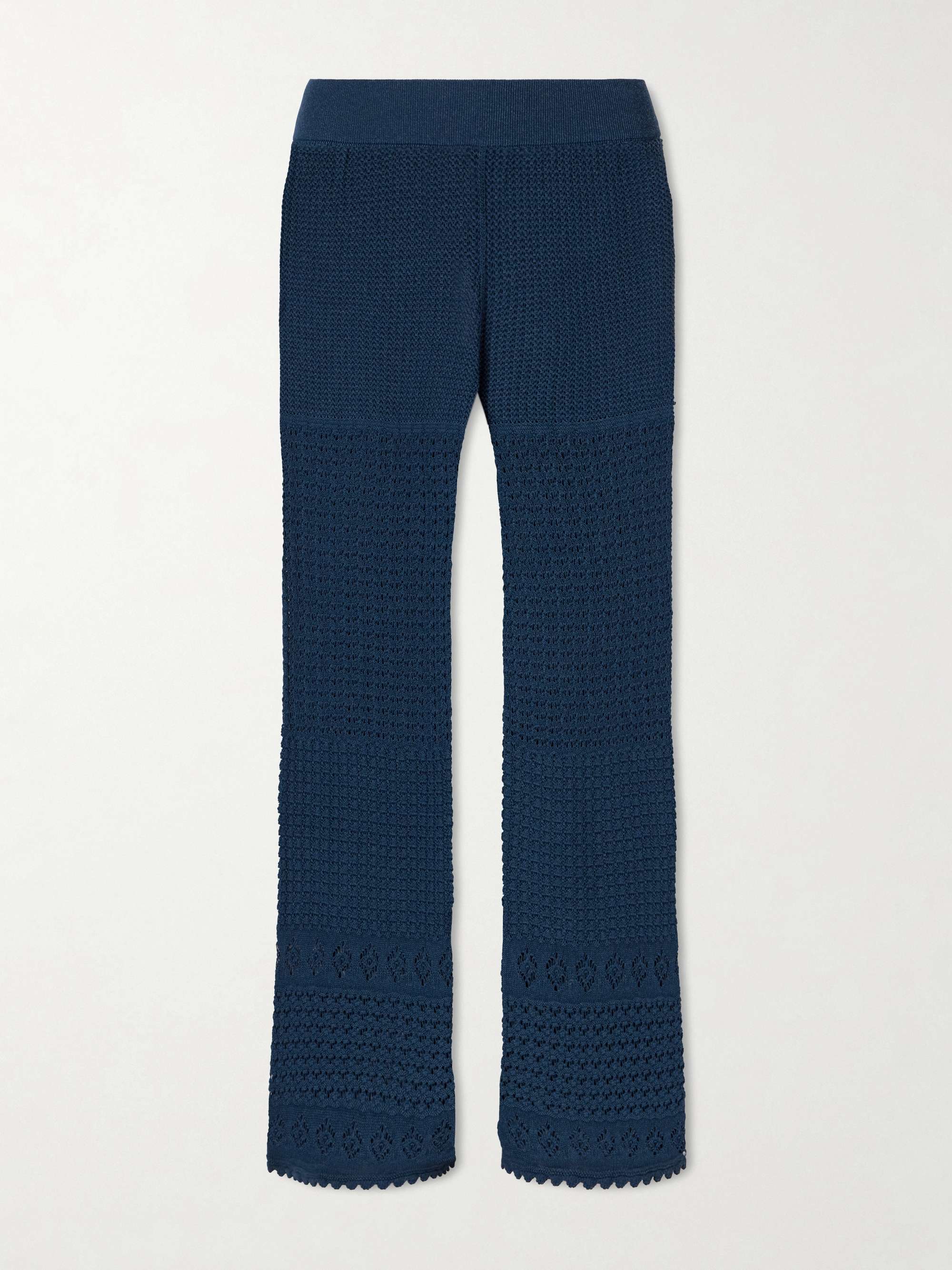 Emblemy Crocheted Cotton-Blend Straight-Leg Pant