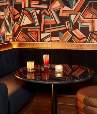 Interior of Black Lacquer bar at Hyde London City