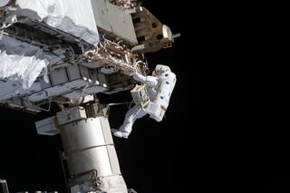 NASA astronaut Victor Glover is pictured outside the International Space Station on Jan. 27, 2021, on his first-ever spacewalk.