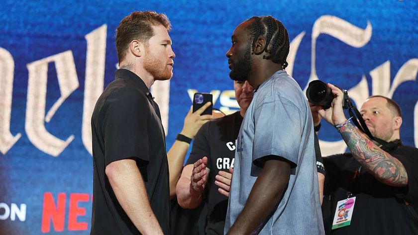 Saul &#039;Canelo&#039; Alvarez and Terence Crawford square up to each other in the build-up to their fight for the undisputed super middleweight title.