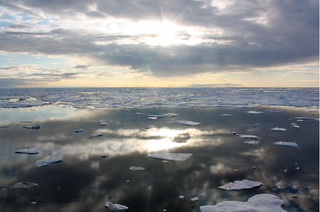 Sunlight reflects from the Chukchi Sea, a part of the Arctic Ocean.