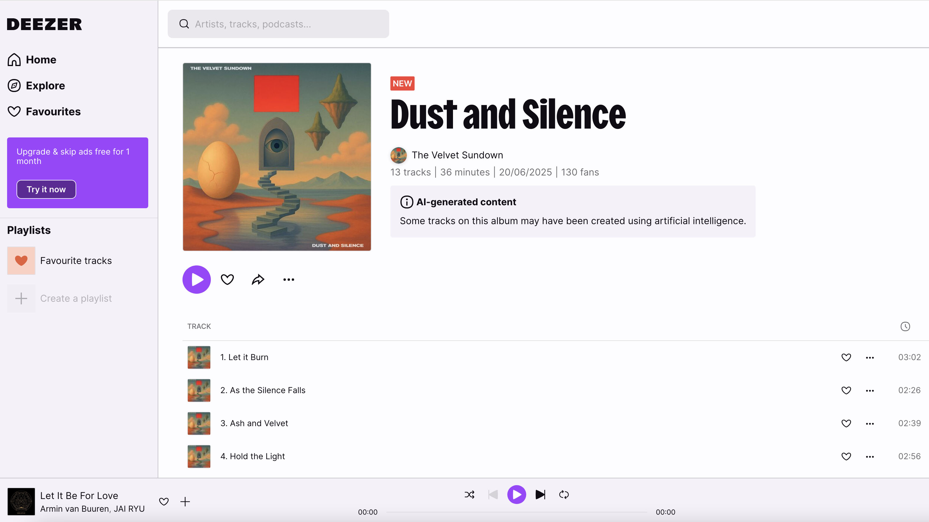 The Velvet Sundown's album on Deezer