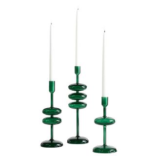 Venezia Small Spruce Green Glass Taper Candle Holder