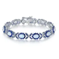 Sevil 18K White Gold Plated Created Opal &amp; Created Sapphire Tennis Bracelet | $20