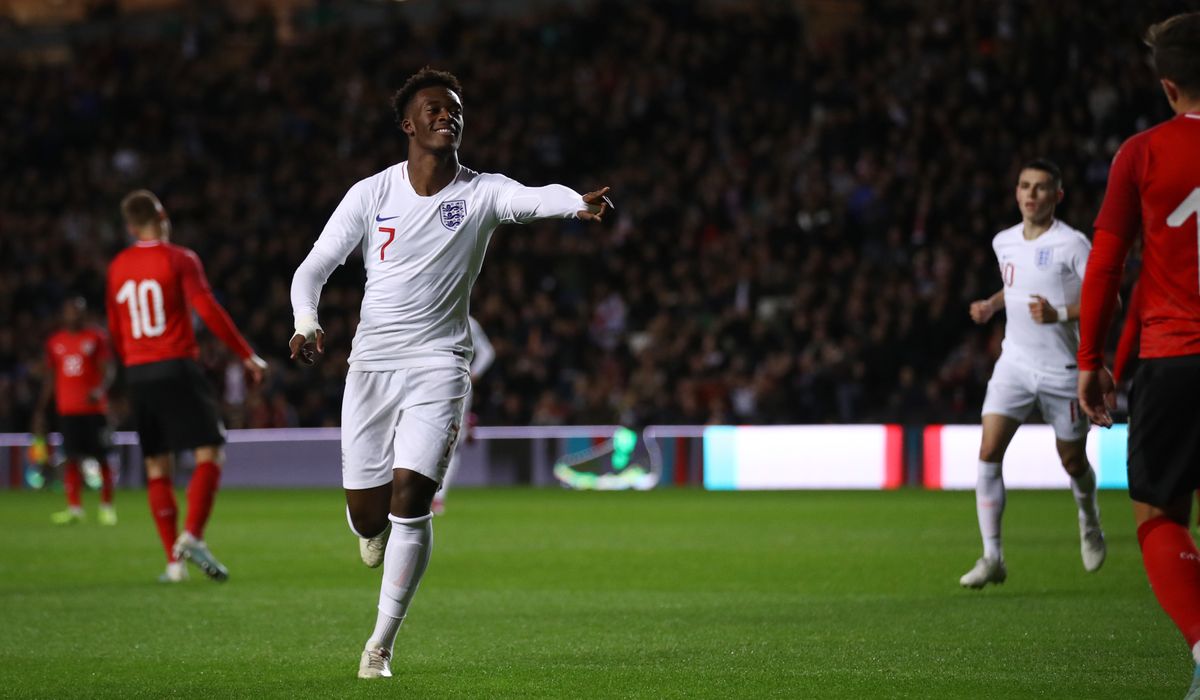 Nketiah hits treble and Hudson-Odoi shines as England Under-21s hammer ...