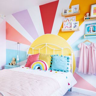 girls bedroom with mural