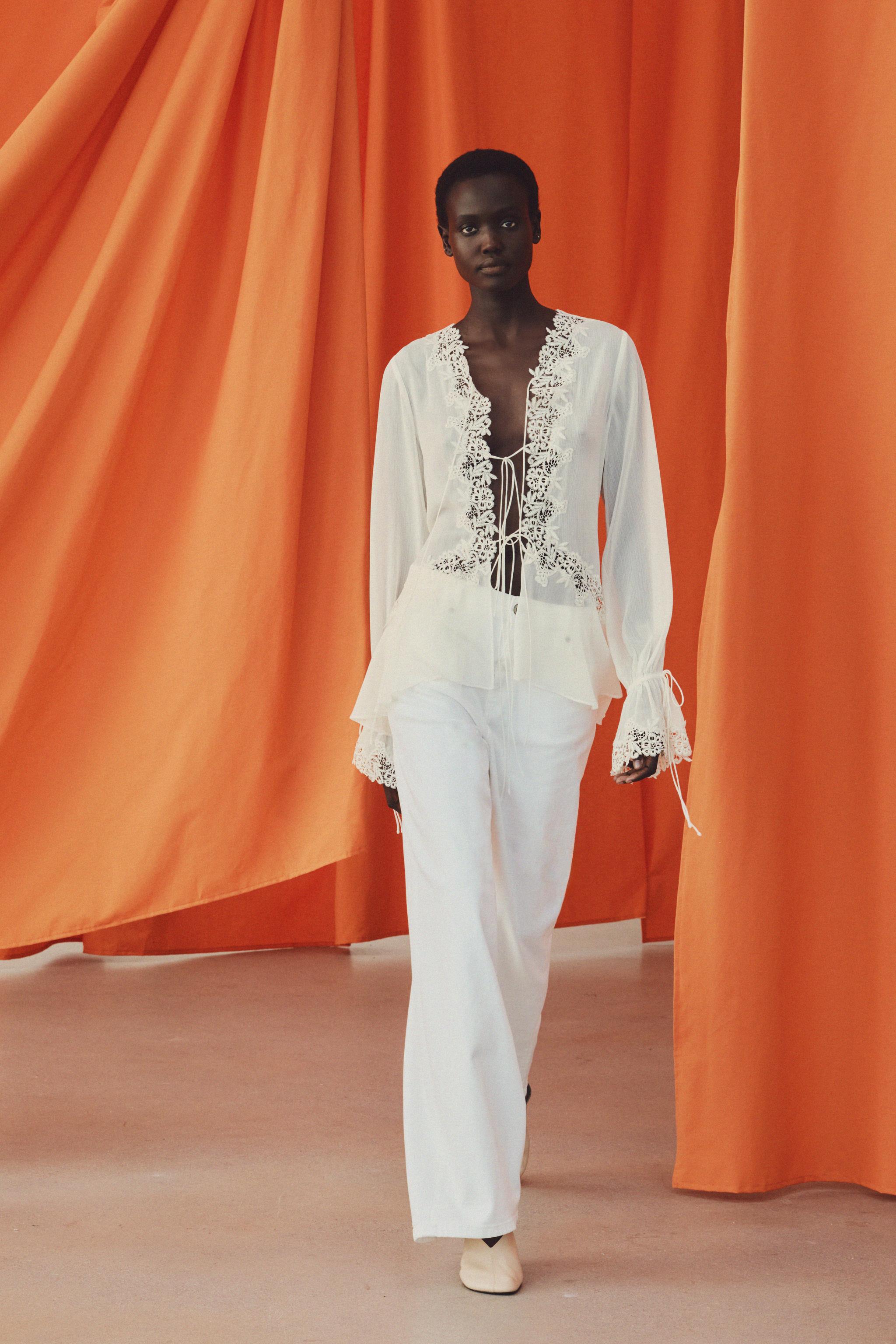 Zw Collection Lace Combined Blouse