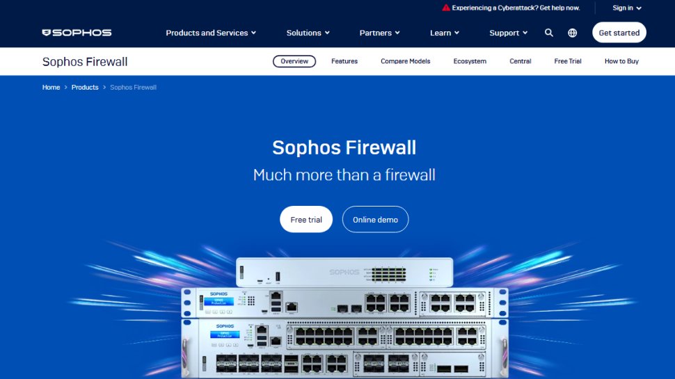 Website screenshot of Sophos Firewall (August, 2025)