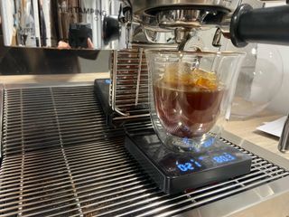 a photograph of cool espresso made by the DeLonghi La Specialista Opera espresso machine