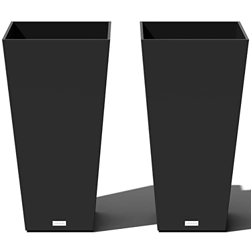 Veradek Pure Series Taper Planter - Tall Tapered Outdoor Planter With Shelf