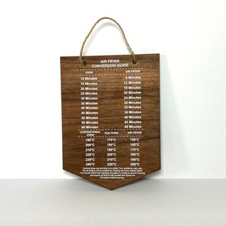 air fryer conversion chart guide wall plaque in walnut