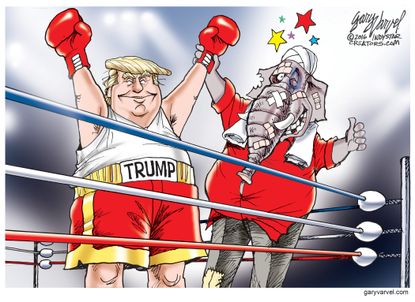Political cartoon U.S. 2016 election Trump victory