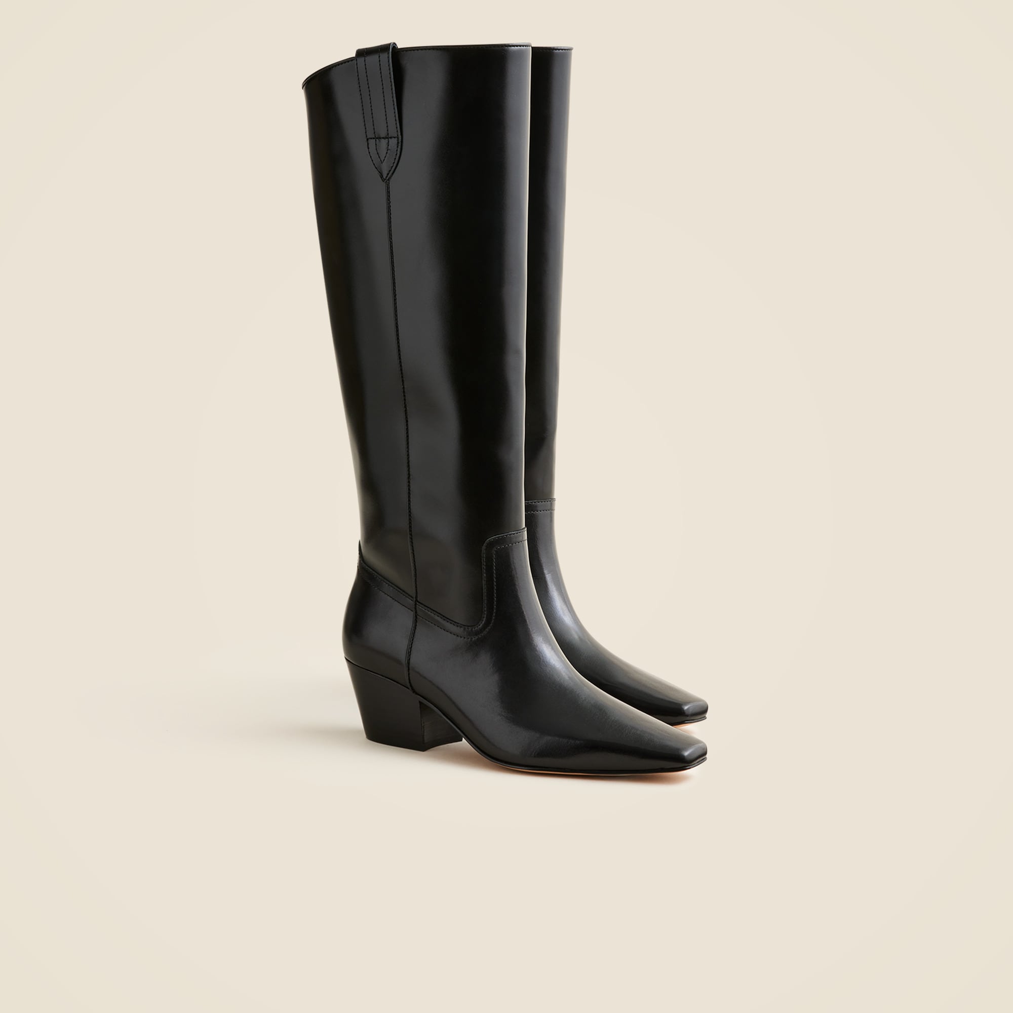 New Piper Square-Toe Knee-High Boots in Leather