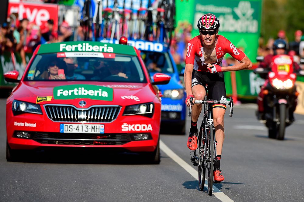 Sander Armee rides to victory during stage 18 at the Vuelta
