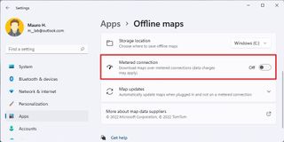Disable metered connection for offline maps