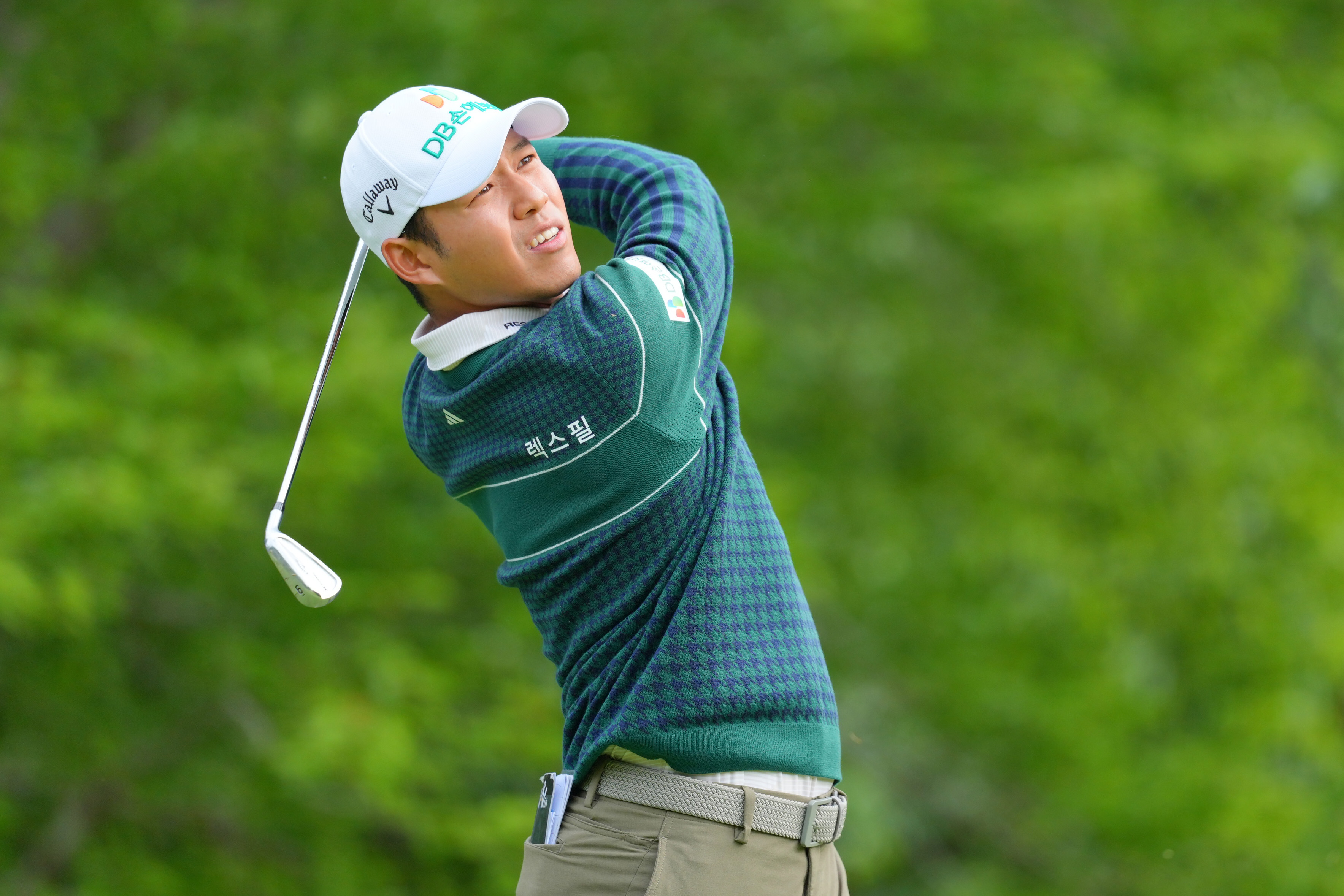 Doyeob Mun hits his tee shot on the 12th hole during the first round of The International Series Japan presented by Moutai at Caledonian Golf Club