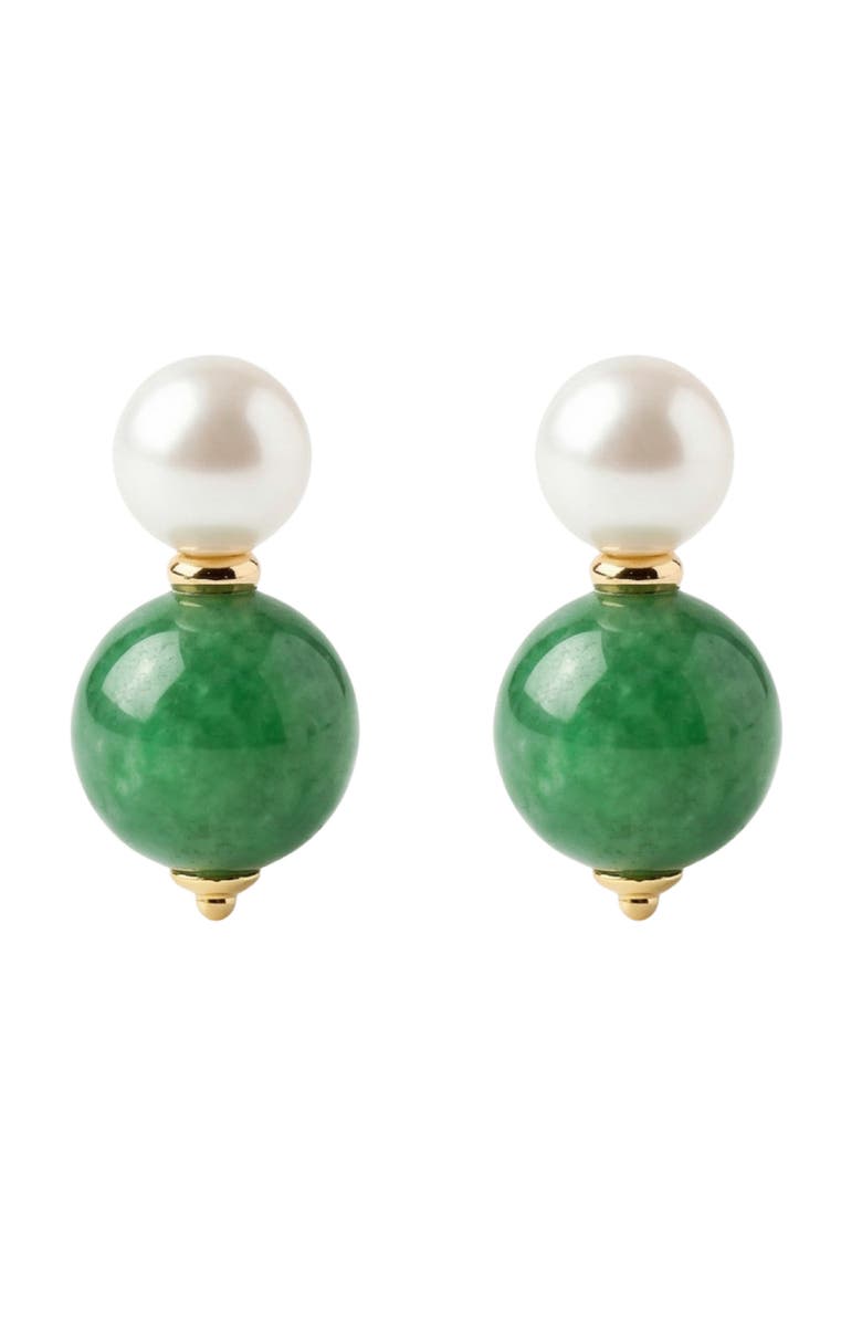 Robyn Pearl Jade Stone Drop Earrings