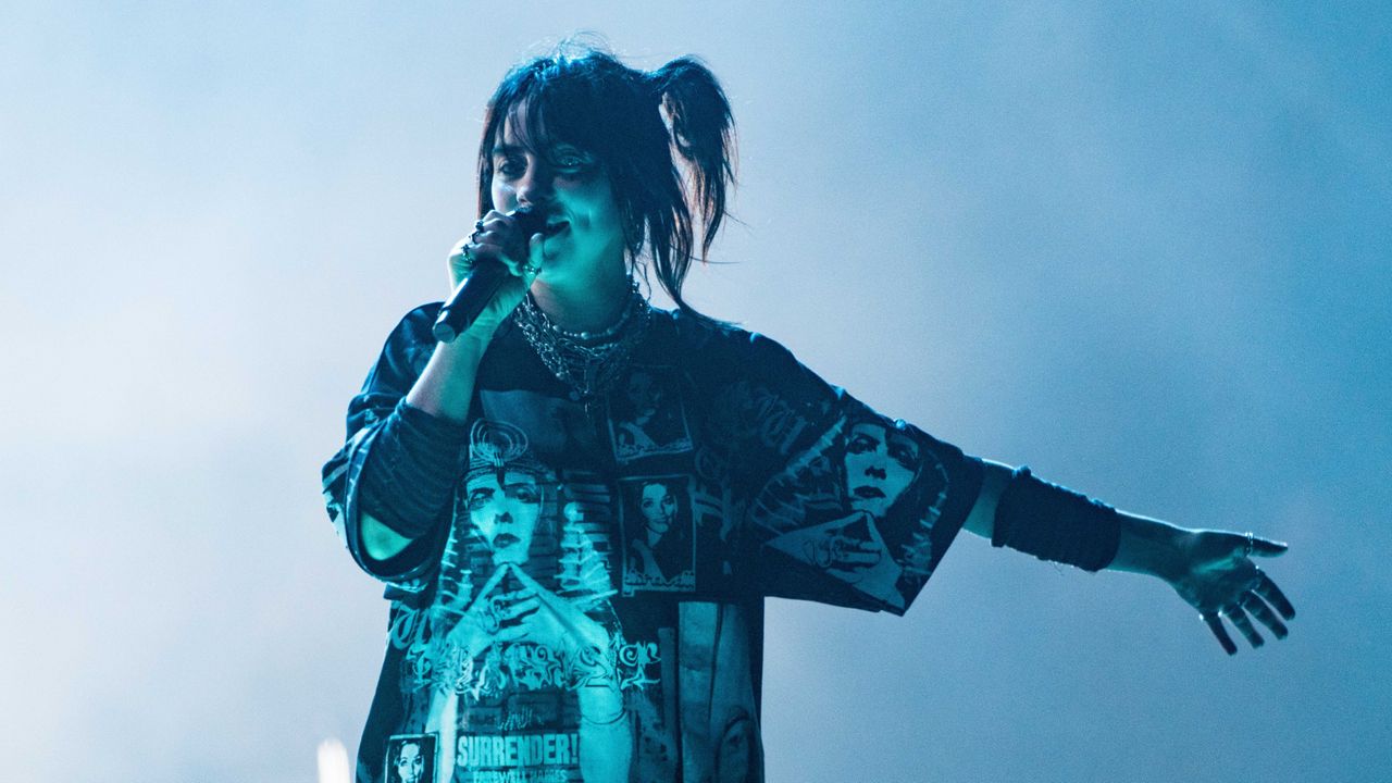 Billie Eilish performs on the Pyramid Stage during day three of Glastonbury Festival at Worthy Farm, Pilton on June 24, 2022