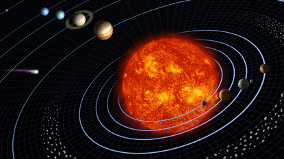 Digital illustration of our solar system.