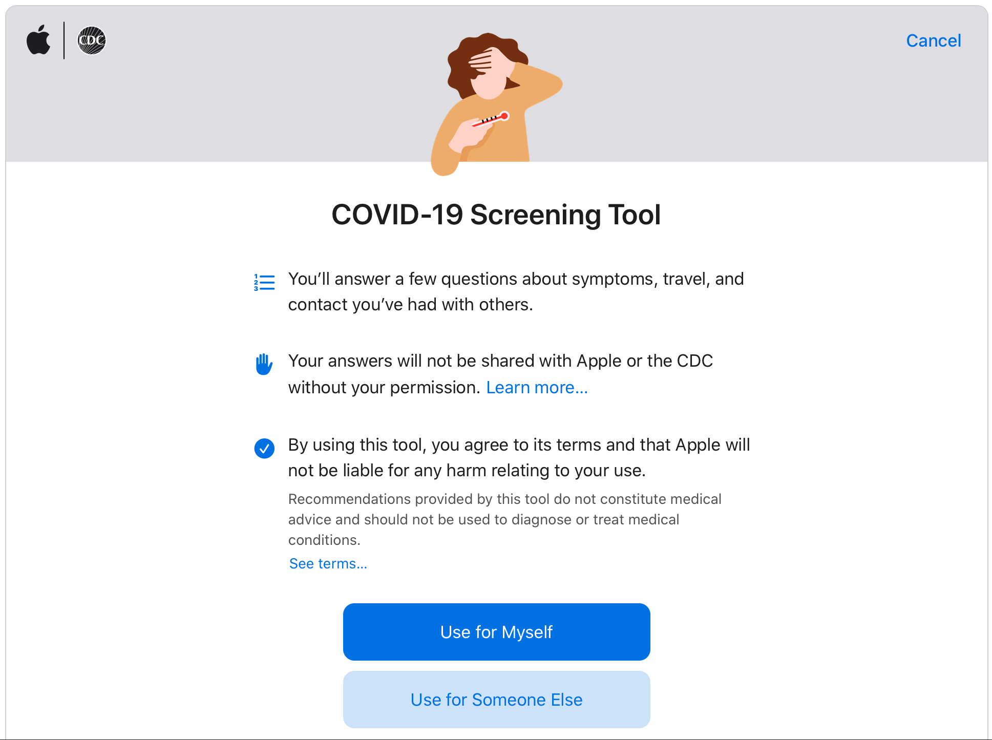 Apple Covid-19 Screening Tool