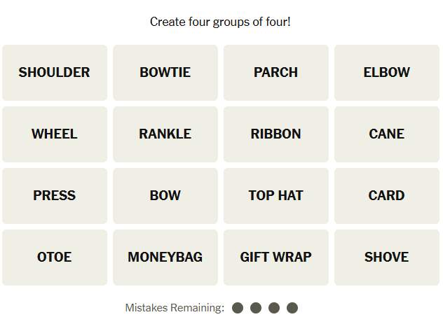 The New York Times Connections puzzle on January 13, 2026