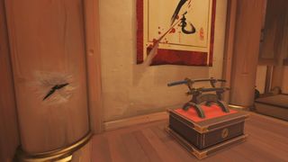 Genji's sword, and evidence of his fight with Hanzo in Dragons.