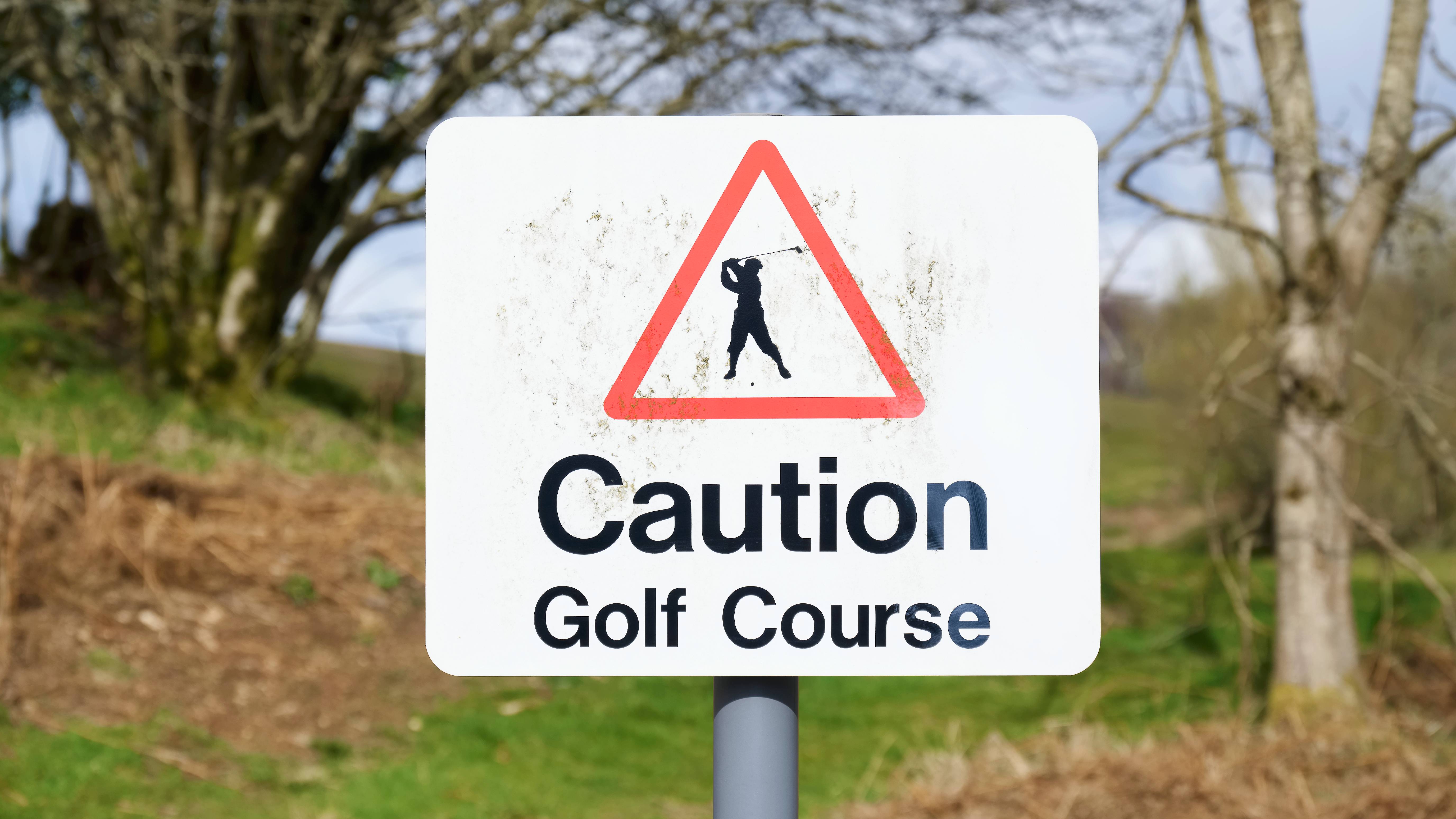 Signage to make people aware there could be danger from flying golf balls