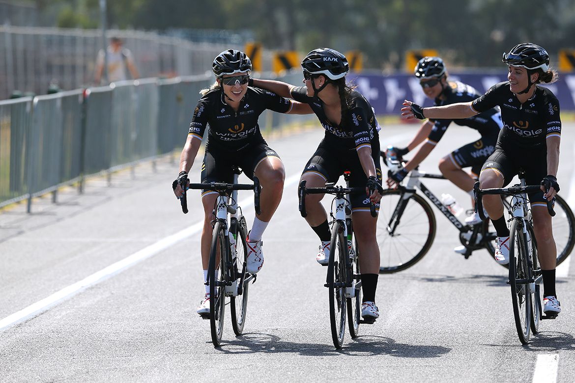 Annette Edmondson and Wiggle High5 celebrate