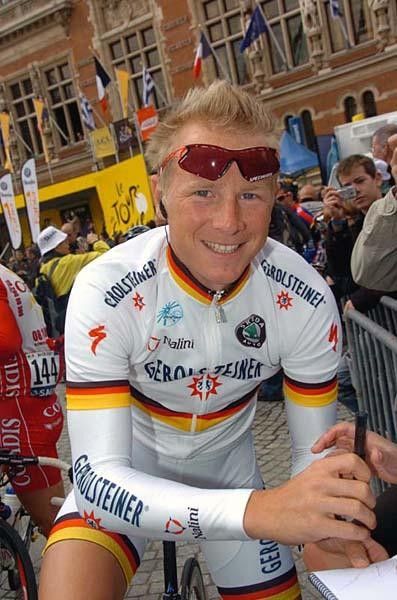 Fabian Wegmann enjoys the Tour in the German Championships jersey.