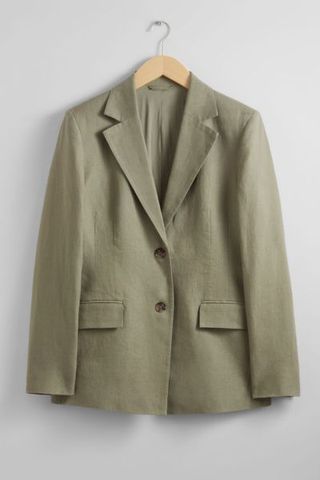 & Other Stories green Fitted Linen Blazer