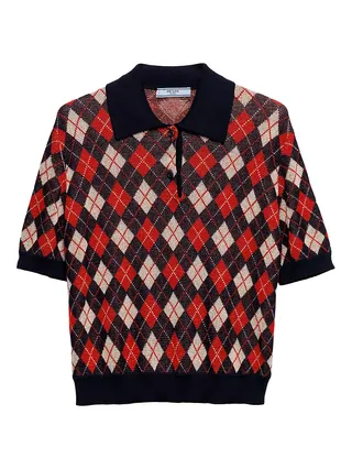 Kaos Polo Katun Argyle Knit