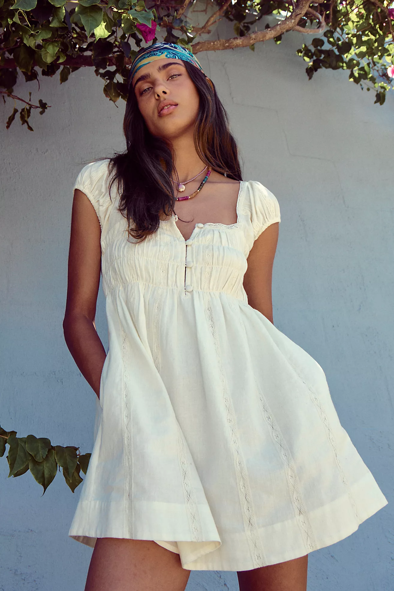 Nina Babydoll Cotton-Linen Mini Dress