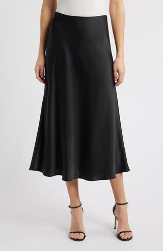 Pull-On Satin Bias Cut Skirt