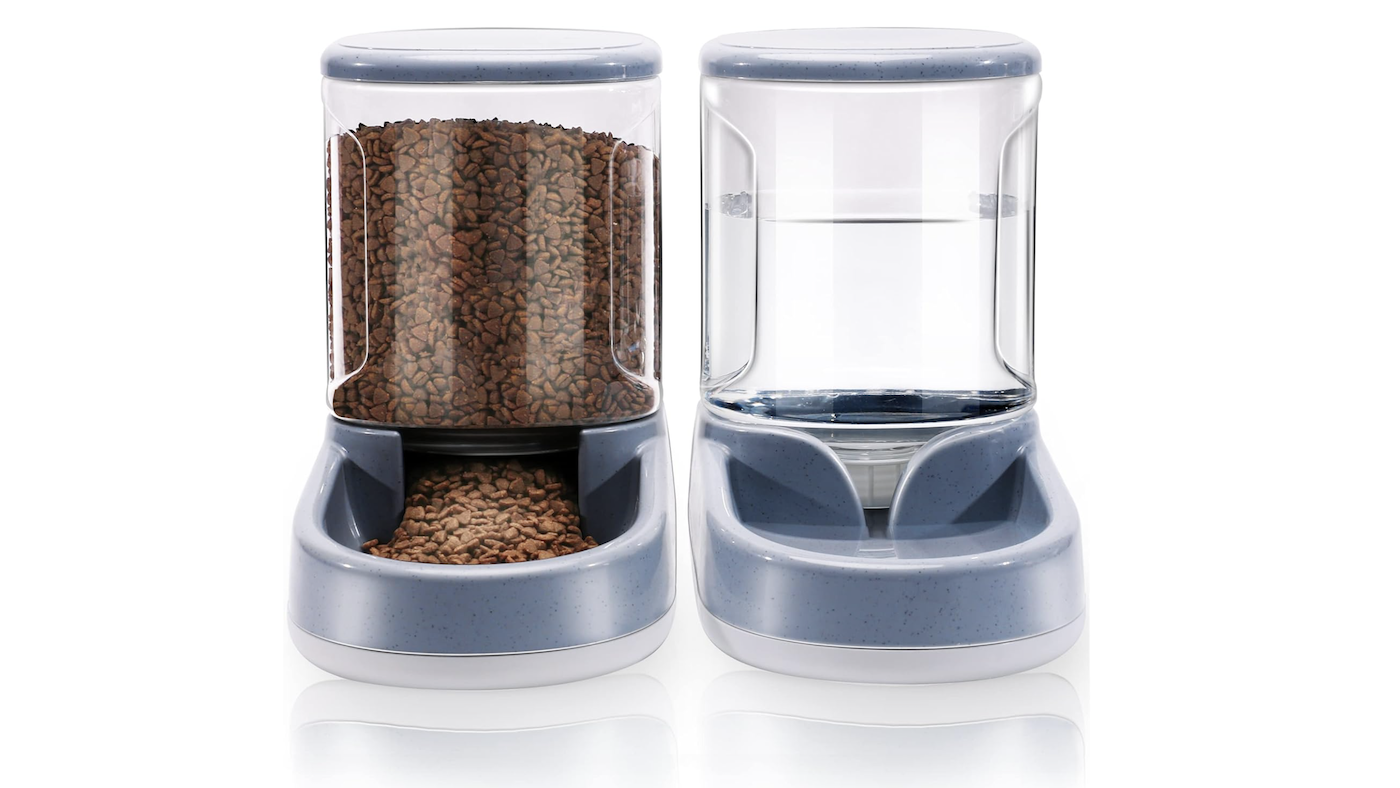 Automatic feed and water dispenser for dogs and cats