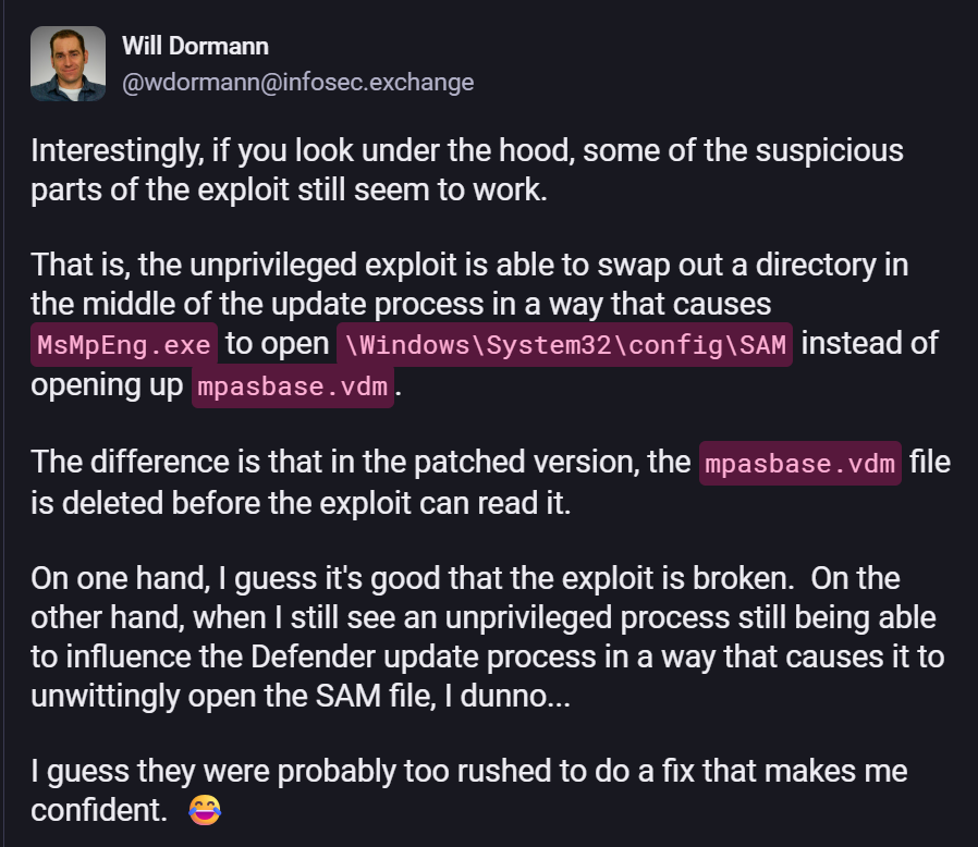 Will Dormann BlueHammer Mastodon