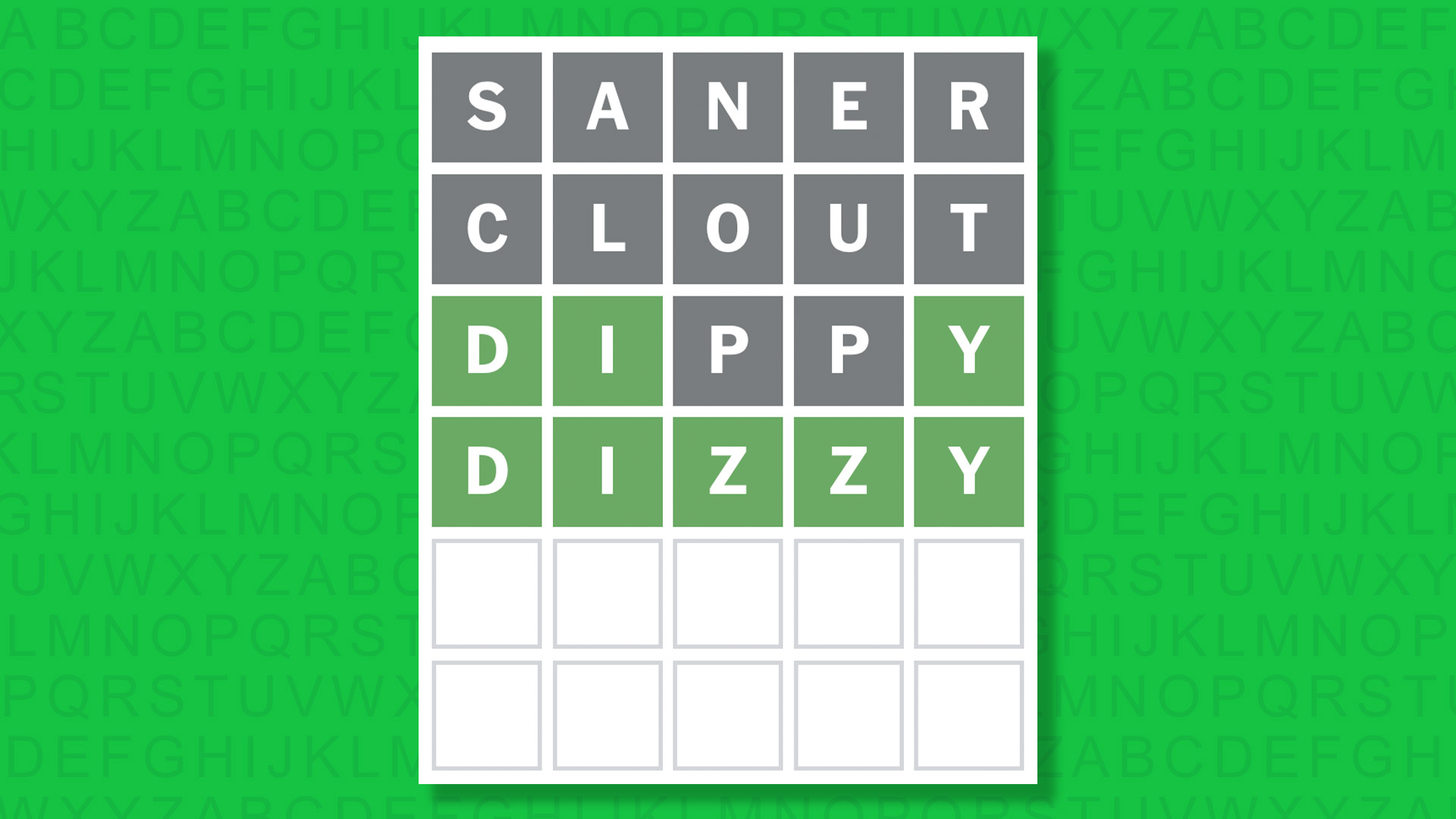 NYT Wordle answer for game 1714 on a green background