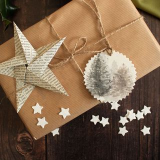 Present with small shaped and larger shaped paper tags