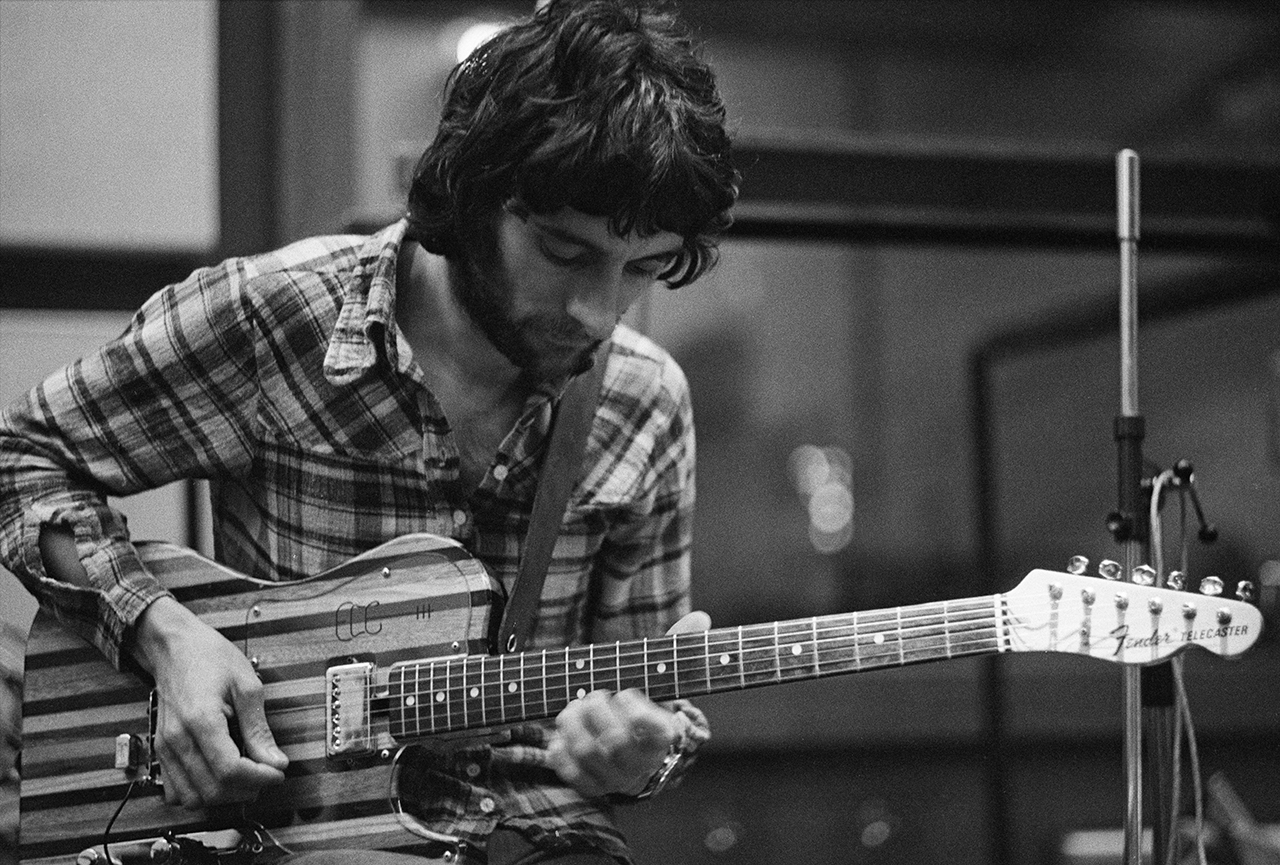 English guitarist Albert Lee at Advision Studios, London, during the recording of jazz flautist Herbie Mann's album 'London Underground', 5th November 1973.